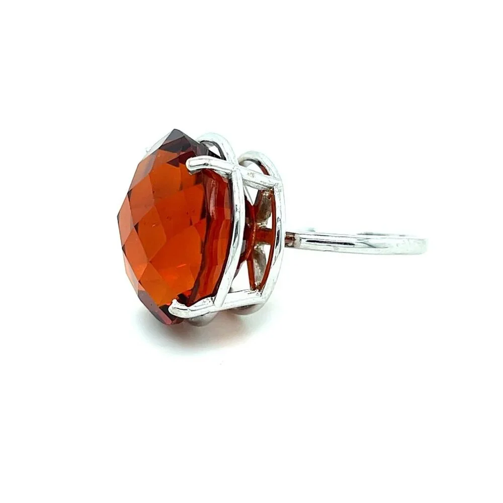 Huge 14K‎ White Gold Citrine Ring